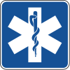 Ambulance symbol &mdash; Regulatory sign &mdash; Motorist services (MUTCD D9-13)