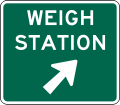 Weight station sign with right exit arrow &mdash; Regulatory sign &mdash; Weight Stations Signs (MUTCD D8-3)