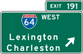 Interchange exit direction, Virginia &mdash; Regulatory sign &mdash; Interchange Exit Direction Signs