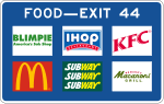 Specific service signs for food &mdash; Regulatory sign &mdash; Service and Rest Area Signs
