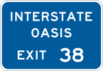 Interstate oasis &mdash; Regulatory sign &mdash; Service and Rest Area Signs (MUTCD D5-12)