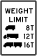 Weight Limit with truck symbols &mdash; Regulatory sign &mdash; Weight Limits Signs (MUTCD R12-5)
