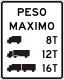 Weight Limit with truck symbols, Puerto Rico &mdash; Regulatory sign &mdash; Weight Limits Signs (MUTCD-PR R12-5)