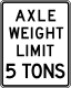 Axle Weight Limit &mdash; Regulatory sign &mdash; Weight Limits Signs (MUTCD R12-2)