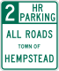 2 hour parking all roads Town of Hempstead, New York State &mdash; Regulatory sign &mdash; Permissive Parking