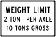 Weight Limit with per axle and gross &mdash; Regulatory sign &mdash; Weight Limits Signs (MUTCD R12-4)