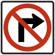 No Right Turn sign &mdash; Regulatory sign &mdash; Lane Usage and Turns Signs (MUTCD R3-1)