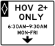 Overhead &mdash; Regulatory sign &mdash; Lane Usage and Turns Signs (MUTCD R3-14A)