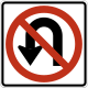 No U-turns sign &mdash; Regulatory sign &mdash; Lane Usage and Turns Signs (MUTCD R3-4)