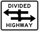 Divided Highway &mdash; Regulatory sign &mdash; One Way and Divided Highway (MUTCD R6-3)