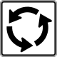 Roundabout plaque &mdash; Regulatory sign &mdash; One Way and Divided Highway (MUTCD R6-5P)