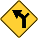 Side road junction on a curve to the left &mdash; Regulatory sign &mdash; Turns, Curves, Intersections Signs (MUTCD W1-10L)