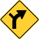 Side road junction on a curve to the right &mdash; Regulatory sign &mdash; Turns, Curves, Intersections Signs (MUTCD W1-10R)