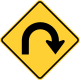 Hairpin curve to the right &mdash; Regulatory sign &mdash; Turns, Curves, Intersections Signs (MUTCD W1-11R)
