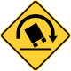 Truck rollover warning to the right &mdash; Regulatory sign &mdash; Turns, Curves, Intersections Signs (MUTCD W1-13R)