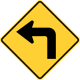 Sharp turn to the left &mdash; Regulatory sign &mdash; Turns, Curves, Intersections Signs (MUTCD W1-1L)