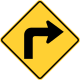 Sharp turn to the right &mdash; Regulatory sign &mdash; Turns, Curves, Intersections Signs (MUTCD W1-1R)