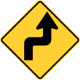 Reverse turns, first to the right &mdash; Regulatory sign &mdash; Turns, Curves, Intersections Signs (MUTCD W1-3R)