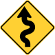 Winding road to the left &mdash; Regulatory sign &mdash; Turns, Curves, Intersections Signs (MUTCD W1-5L)