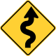 Winding road to the right &mdash; Regulatory sign &mdash; Turns, Curves, Intersections Signs (MUTCD W1-5R)
