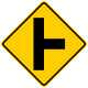 Side road at a perpendicular angle to the right &mdash; Regulatory sign &mdash; Turns, Curves, Intersections Signs (MUTCD W2-2R)