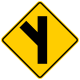 Side road at an acute angle to the left &mdash; Regulatory sign &mdash; Turns, Curves, Intersections Signs (MUTCD W2-3L)