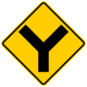 Y-shaped junction &mdash; Regulatory sign &mdash; Turns, Curves, Intersections Signs (MUTCD W2-5)