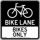 Bike lane, bikes only, New York City &mdash; Regulatory sign &mdash; Lane Usage and Turns Signs