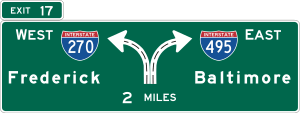 Interchange Guide sign &mdash; Regulatory sign &mdash; Interchange Advance Guide Signs