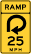 Ramp exit speed advisory warning sign &mdash; Regulatory sign &mdash; Advisory Speeds Signs (MUTCD W13-7)
