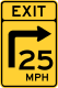 Turn curve exit speed advisory sign, Maryland &mdash; Regulatory sign &mdash; Advisory Speeds Signs