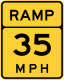 Ramp speed advisory warning sign &mdash; Regulatory sign &mdash; Advisory Speeds Signs (MUTCD W13-3)