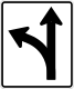 Option sign for Left turn or Straight &mdash; Regulatory sign &mdash; Lane Usage and Turns Signs (MUTCD R3-6L)