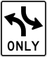Concurrent (Center) Left Turn Lane (overhead) &mdash; Regulatory sign &mdash; Lane Usage and Turns Signs (MUTCD R3-9A)