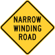Narrow winding road, Forest Service USDA &mdash; Regulatory sign &mdash; Road Width Restrictions Signs