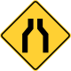 One lane road or road narrows, New York State &mdash; Regulatory sign &mdash; Lanes and Merges Signs