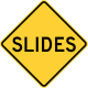 Slides, New York State &mdash; Regulatory sign &mdash; Rocks and Mud Signs