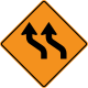 Traffic shift left &mdash; Regulatory sign &mdash; Double Reverse Curves Signs (MUTCD CW1-4BL)