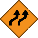 Traffic shift right &mdash; Regulatory sign &mdash; Double Reverse Curves Signs (MUTCD CW1-4BR)