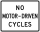 No Motorcycles &mdash; Regulatory sign &mdash; Exclusionary Signs (MUTCD R5-8)