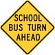 School bus turn ahead, Ohio &mdash; Regulatory sign &mdash; Schools (MUTCD S3-2)