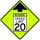 School speed limit ahead &mdash; Regulatory sign &mdash; Schools (MUTCD S4-5)