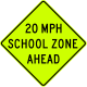 School Speed zone ahead (word legend) &mdash; Regulatory sign &mdash; Schools (MUTCD S4-5A)