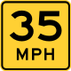 Speed advisory &mdash; Regulatory sign &mdash; Advisory Speeds Signs (MUTCD W13-1P)