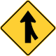 Merge to the right &mdash; Regulatory sign &mdash; Lanes and Merges Signs (MUTCD W4-1R)