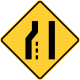 Left lane ends or road narrows &mdash; Regulatory sign &mdash; Lanes and Merges Signs (MUTCD W4-2L)