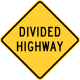 Divided highway &mdash; Regulatory sign &mdash; Divided Highways and Hills Signs (MUTCD W6-1A)