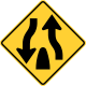 Divided highway ends (symbol) &mdash; Regulatory sign &mdash; Divided Highways and Hills Signs (MUTCD W6-2)