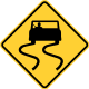Slippery when wet &mdash; Regulatory sign &mdash; Pavement and Roadway Conditions Signs (MUTCD W8-5)