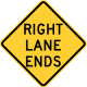 Lane ends (shorthand) &mdash; Regulatory sign &mdash; Lane Transitions Signs (MUTCD W9-1)